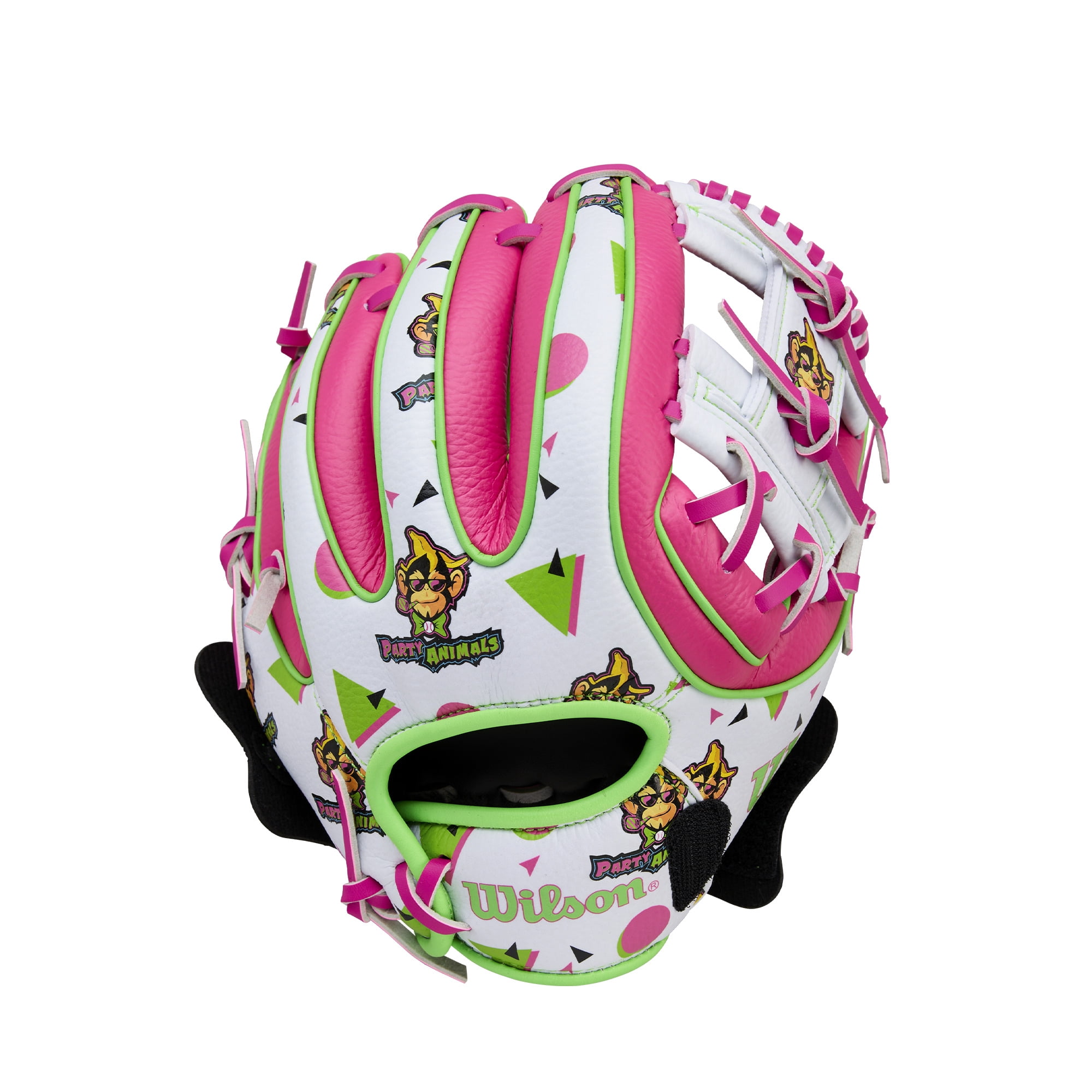 Wilson 2026 A200 EZ Catch Party Animals 10” T-Ball Glove - Flamingo Pink/White/Neon Green, Right Hand Throw