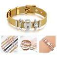 thumbnail image 2 of Brazalete ajustable con hebilla rosa y malla de acero inoxidable para mujer, moderno y versátil, 2 of 6