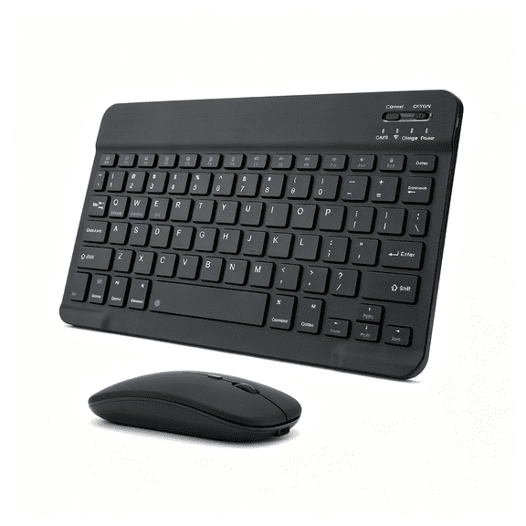 GJX Rechargeable Bluetooth Keyboard&Mouse Combo for Ipad,Ultra-Slim Portable Wireless Mouse Keyboard for Ipad Pro Air Mini Iphone Tablet Cell Phone Android,Ipados/Ios 13&Above(Black)