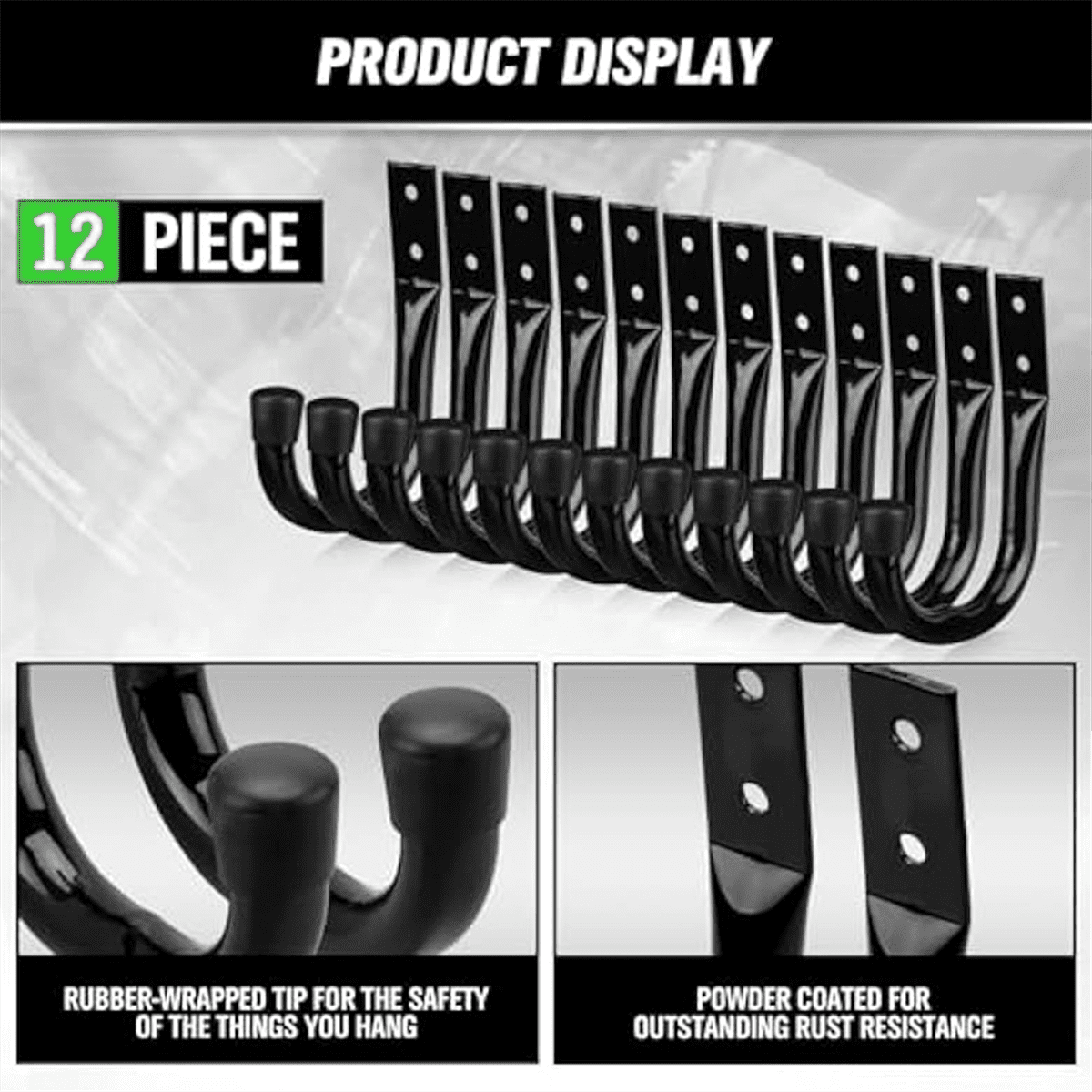 Heavy Duty Garage Storage Hooks,12pcs Bike Hooks for Garage Wall,Utility Garage Hooks,Wall Mount J Hook for Hanging