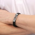 thumbnail image 4 of Knot Bracelets Gifts for Man Christmas Valentines day Gifts Black Braided Leather Infinity Bracelets Lettering Love You Forever Gifts for Son Grandson Husband Boyfriend Brother Man, 4 of 6