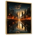 thumbnail image 2 of Designart "Orange Canal City Reflections Cityscape" Cityscapes Floater Framed Canvas Print, 2 of 7