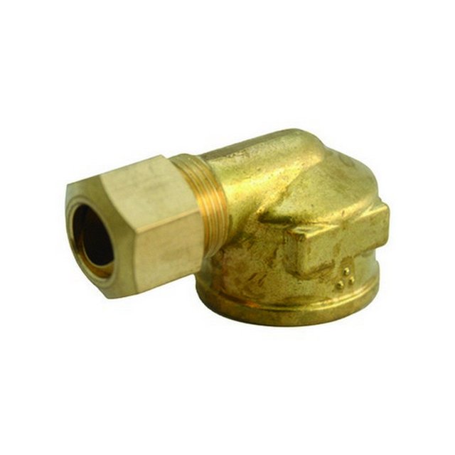 Compresión JMF de codo de 1/4 pulg. Diámetro x 1/4 pulgadas Diámetro. Latón amarillo