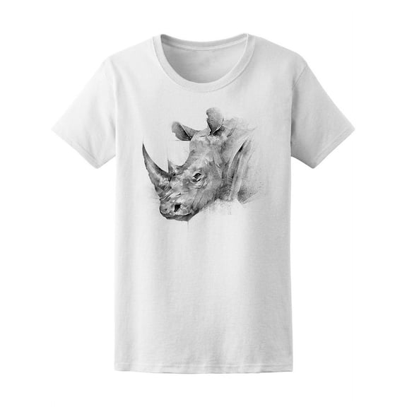 Amazing Vintage Rhino Sketch T-Shirt Women -Image by Shutterstock, Female Small