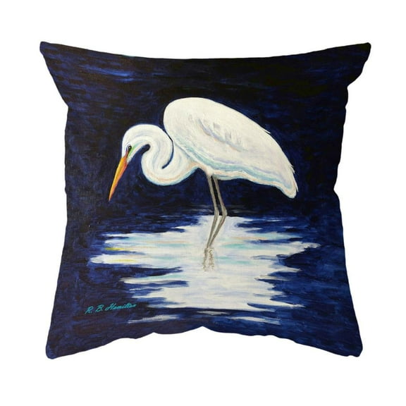 Betsy Drake Interiors Reflecting Egret Small Noncorded Indoor/Outdoor Pillow 12x12