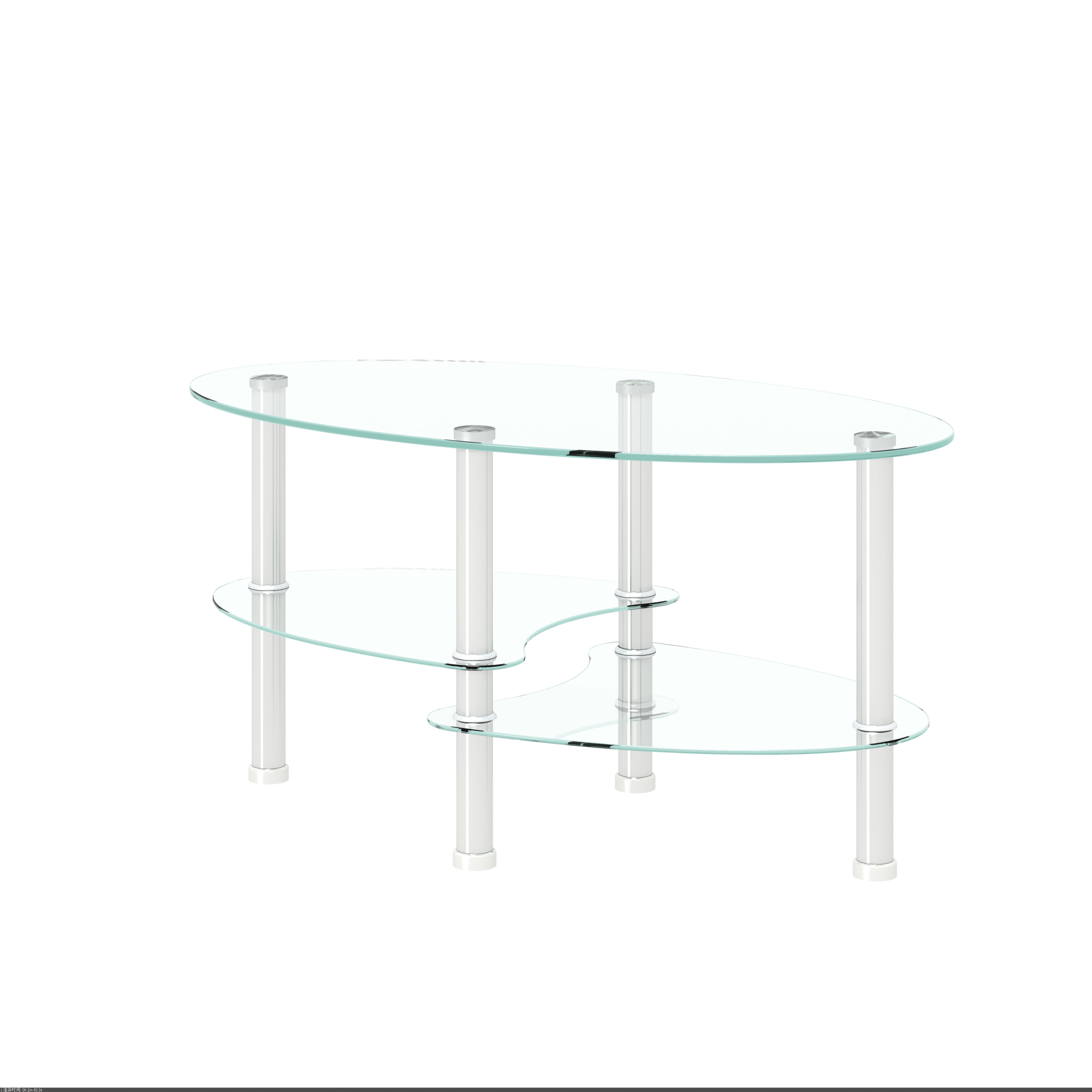 MAYEERTY Transparent Oval Glass Coffee Table – 3-Layer Modern Tea Table with Stainless Steel Legs