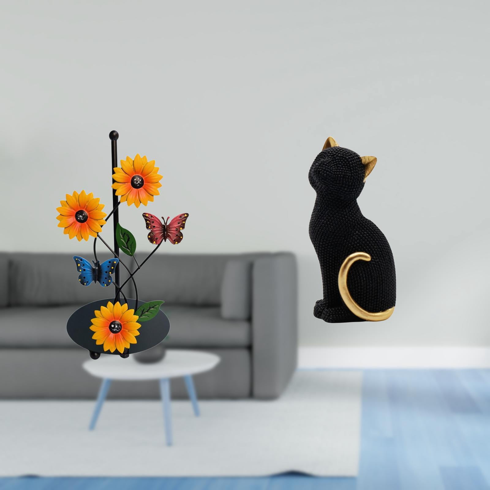 Fiocias Cat Paper Towel Holder Dispenser Decorative Figurine Resin Collectible Vertical Tissue Holder Rack Animal Sculpture for Home Entrance Bookshelf Living