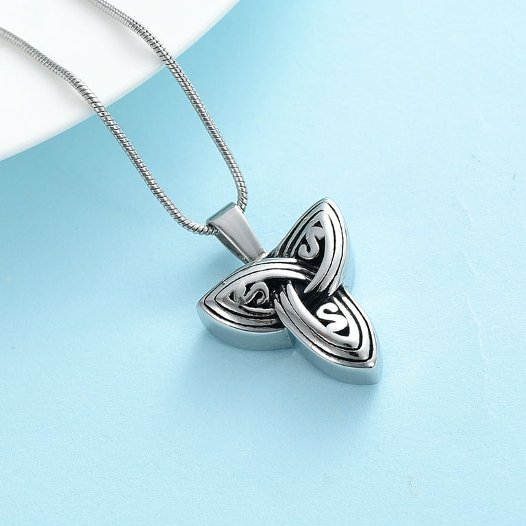 Viking Celtic Knot Moon Cremation Ashes Necklace - Stainless Steel Memorial Urn Pendant To Hold Loved One's Ashes