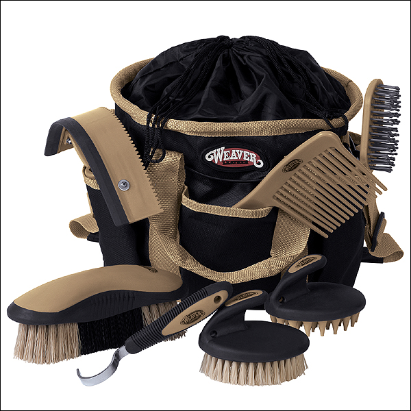 BLACK TAN WEAVER LEATHER WESTERN TACK HORSE GROOMING KIT BAG