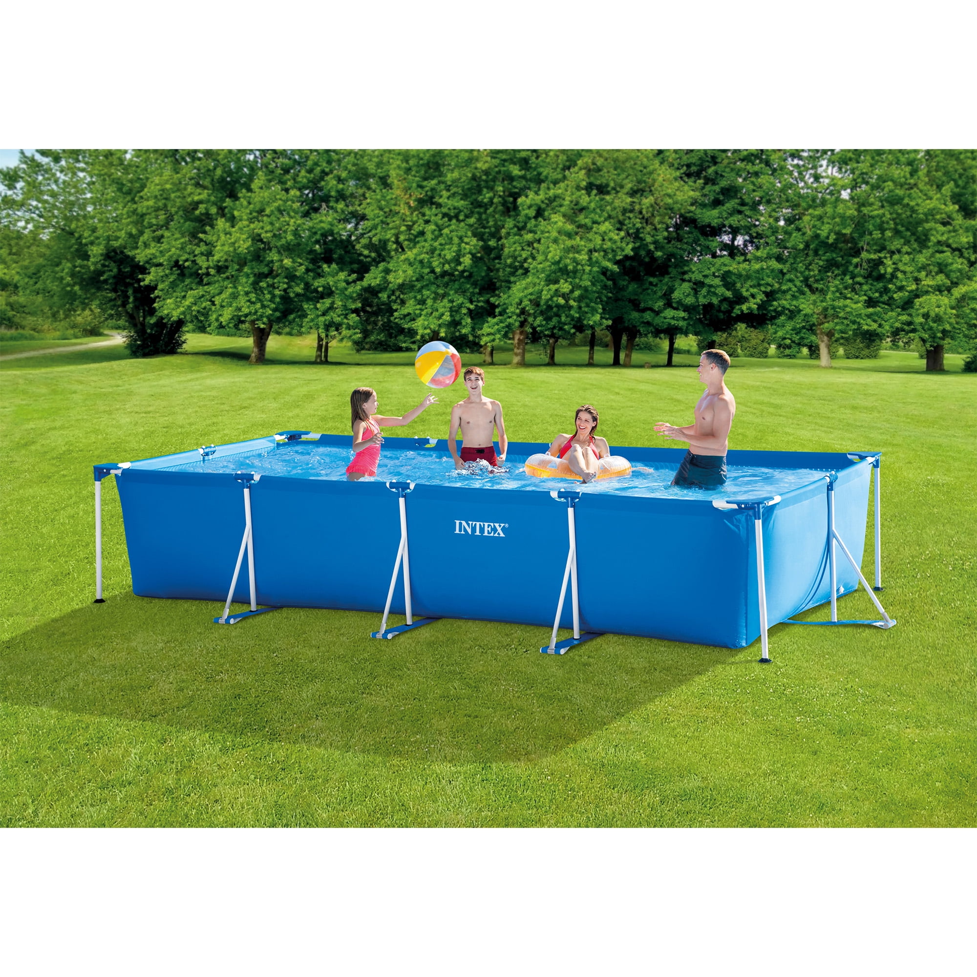 intex 14.75 ft x 33in kids rectangular frame outdoor above ground swimming pool