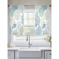 thumbnail image 5 of Coastal Sheer Curtains 54 Inch Length 2 Panels Set for Living Room/Bedroom, Summer Beach Nautical Coral Starfish Semi Curtain Sheers Drapes Rod Pocket Curtains Window Treatment Set 52''x54''x2, 5 of 7