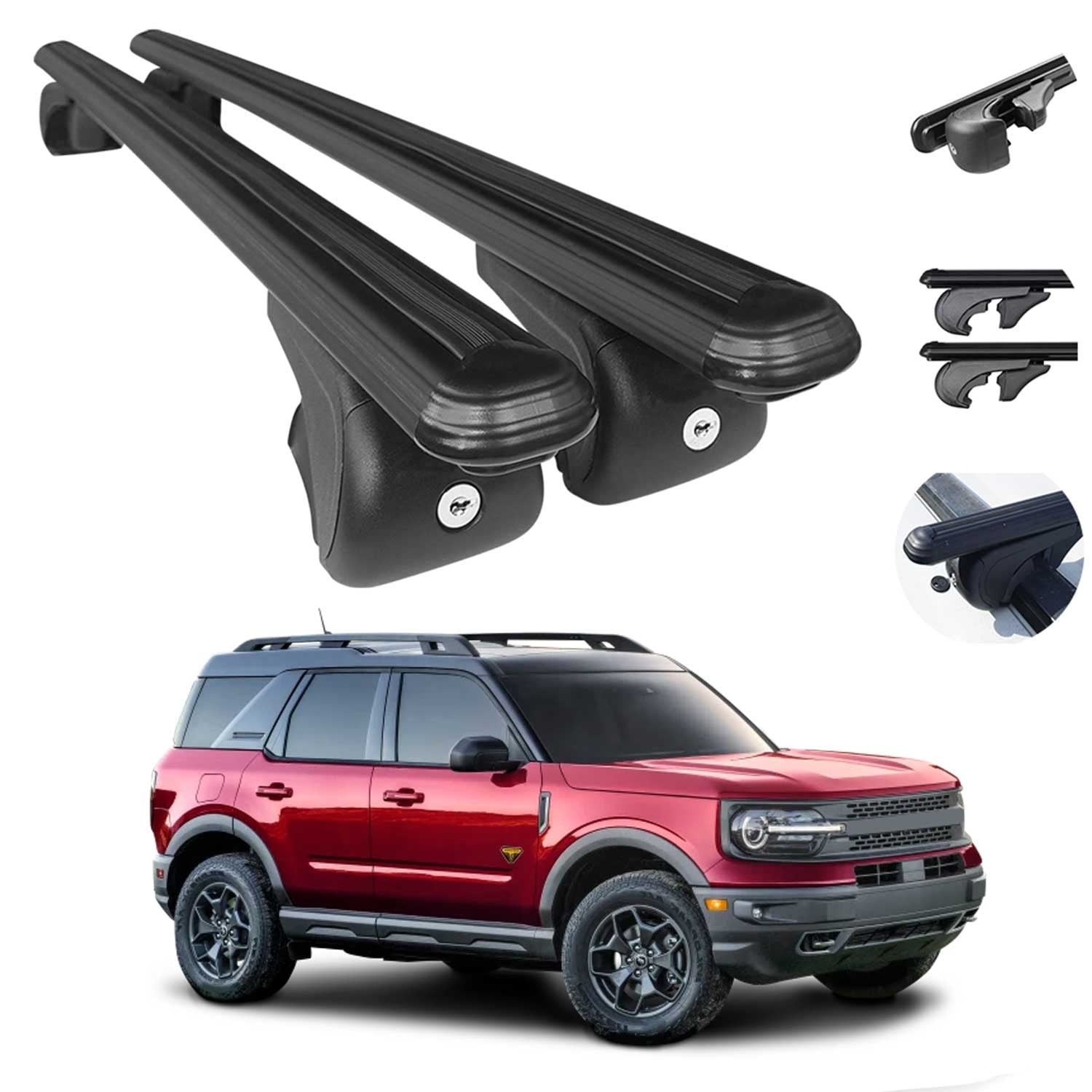 Roof Rack Cross Bars Luggage Carrier Black Adjustable For Ford Bronco