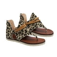thumbnail image 2 of LoyisViDion Women Shoes Clearance Summer Flats Roman Braid Back Zip Casual Leopard Solid Color Ladies Sandals Special offers Brown 5.5, 2 of 8