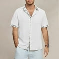 thumbnail image 2 of Summer Plus Size Tops for Men Fashion Casual V-neck Sleeve Pullover Breathable Shirt Blouse, 2 of 5