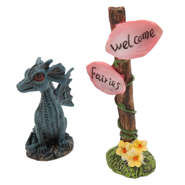 Garden Statue Accessories, Wide Application Delicate Synthetic Resin Sunproof Dragon Sculpture Set Waterproof for Window for Lawn