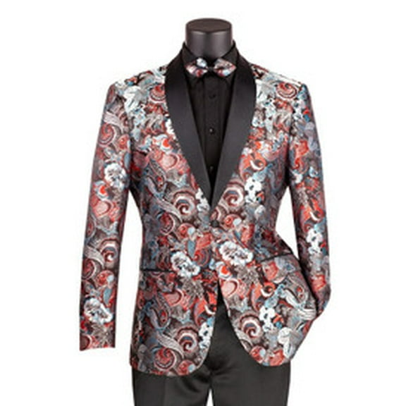 Men's Burgundy Paisley Blazer Tuxedo Performer Prom Jacket Vinci BM-3