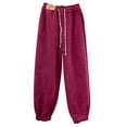thumbnail image 3 of HVOBTTY Women's Long Pajama Pants, Pajama Pants for Women Plus Size, Women's Casual Soft Solid Color Thickened Fleece Warm Lined Pajama Pants Wine, XXXXL, 3 of 5