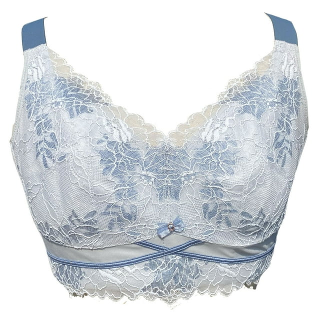 BIMEI Women's Mastectomy Pockets Wireless Post-Surgery Plus Size Full Coverage Everyday Bra 2428,Blue,44C