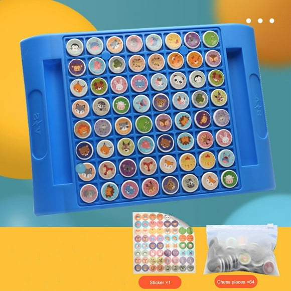 Juego de mesa reversible para actividades de reunión en jardín de infancia. Juego de mesa reversible para reuniones en jardín de infancia y preescolar. 64 piezas contra ajedrez.