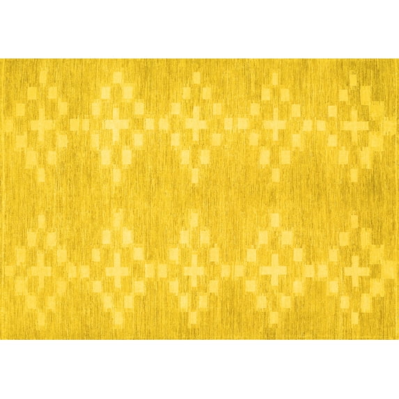 Ahgly Company Indoor Rectangle Solid Yellow Modern Area Rugs, 6' x 9'