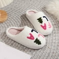 thumbnail image 2 of Fuzzy Slippers for Women Slip On Indoor Warm Slippers Fluffy Winter House Shoes Bedroom Slippers Plush Slippers Home Footwear Ladies Slippers White 41, 2 of 9