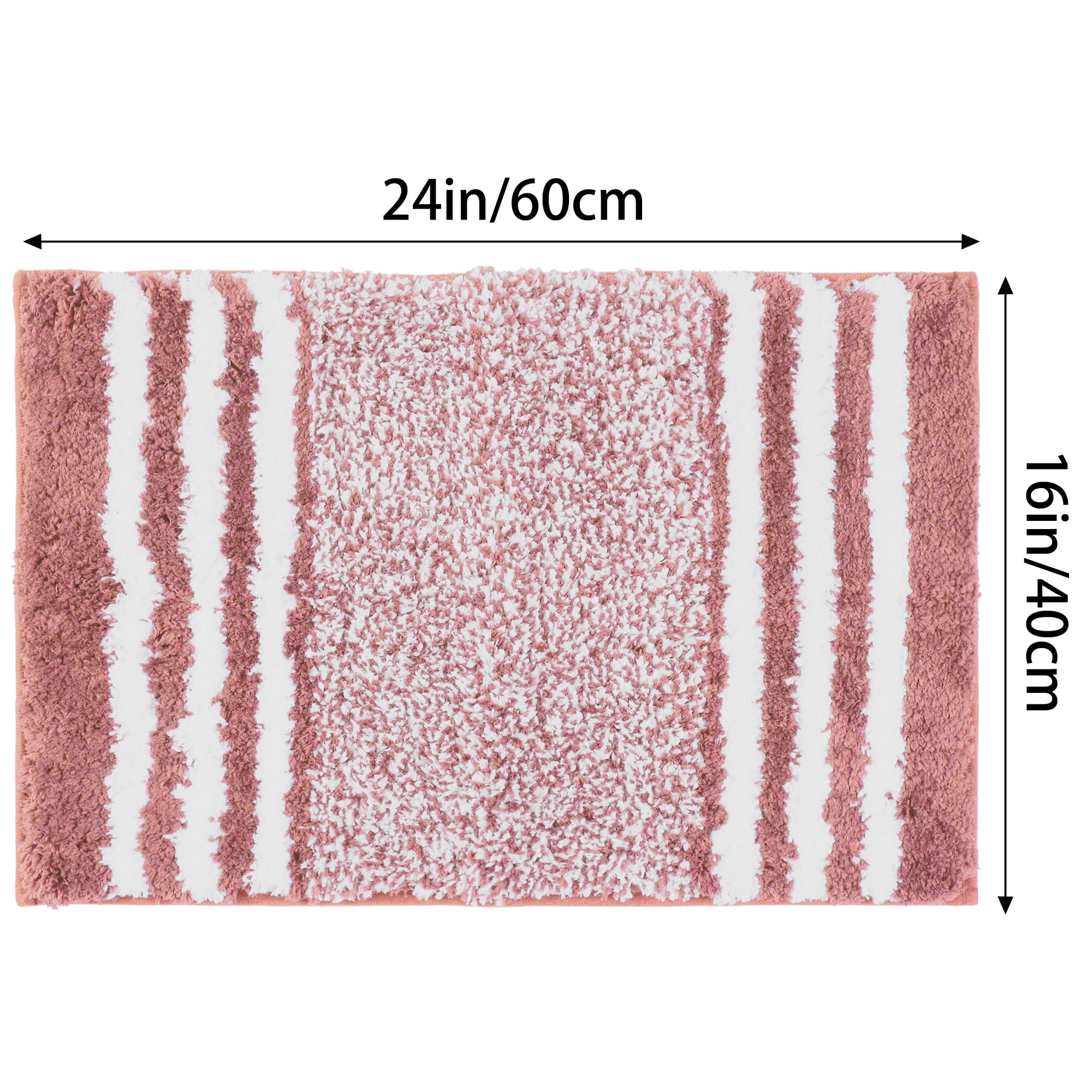 Unique Bargains Microfiber Bath Rugs Striped Non-Slip Floor Mat Rosy Brown 16"x24"