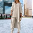 thumbnail image 4 of 2pcs/set Loose Solid Two Piece Sets Loose Pants Suit for Shopping (Blue S), 4 of 7