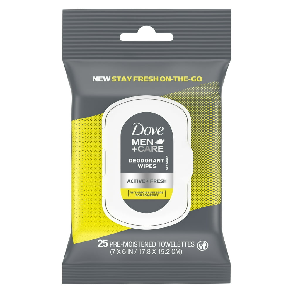 Dove Men+Care On-The-Go Deodorant Wipes Active + Fresh 25ct - Walmart