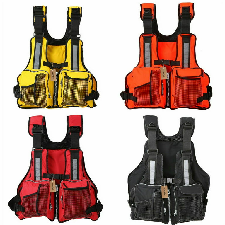 Adult Inflatable Life Jackets Solid Unisex Adjustable Waterproof Aid Nylon  Fishing Water Sports Kayak Life Vests Multi-Pockets