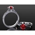thumbnail image 3 of 925 Sterling Silver Ring Ruby Solitaire Engagement Rings Round Cut Ruby Wedding Ring, 3 of 5