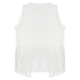 thumbnail image 6 of Alvivi Tassel Vest for Women Cowgirl 70s Hippie Costume Faux Suede Rivets Sleeveless Fringe Jacket Cardigan White M, 6 of 7
