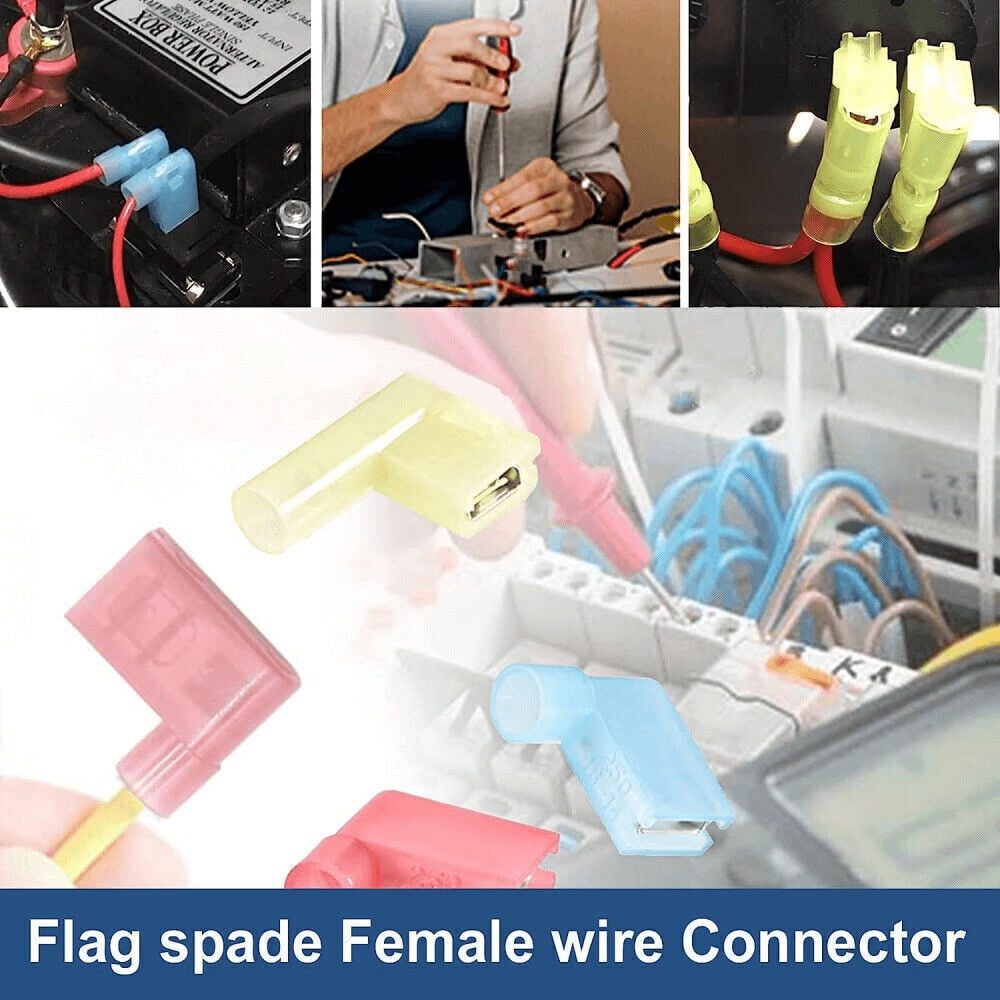 120PCS Nylon Flag Spade Crimp Terminals Quick Disconnect Wire Connector 22-10AWG