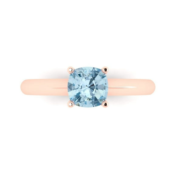 Solitaire Engagement Ring for Women - 1ct Natural Sky Blue Topaz in 18K Rose Gold Promise Ring