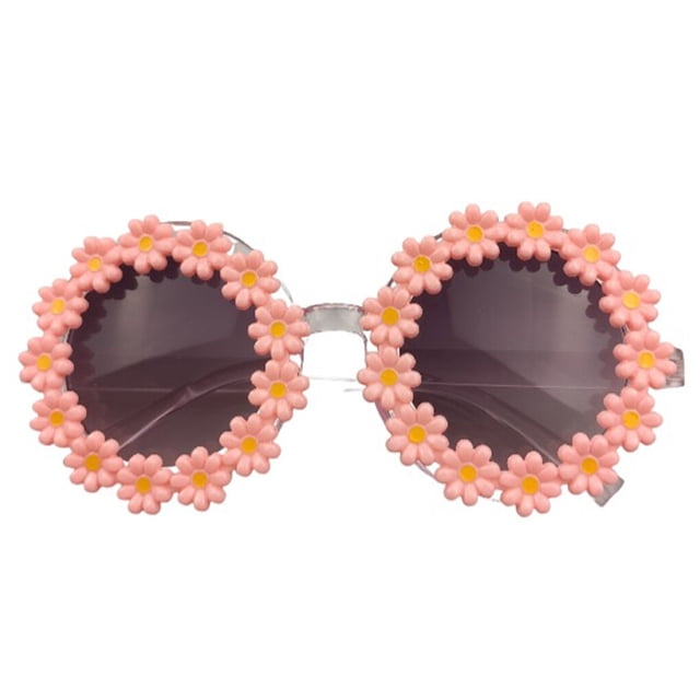 Lunettes pour Enfants Plage Décoratives Rondes Plage Garçons Filles Enfants Lunettes Fleur Intelligentes Lunettes de Soleil Filles Vêtements Protection des Yeux Mode Décontracté Rose