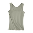 thumbnail image 4 of MIXUE Womens Tops Summer Knitted Solid Color Ribbed Round Neck Sleeveless Slim Casual Basic Camisole Vest Shirts For Women T-shirts Daily-Wear,Green,M, 4 of 4