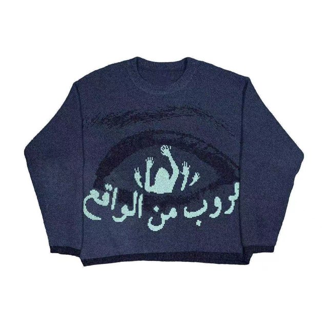 Chandail Mode Automne Hiver Américain Col Rond Chandail Personnalisé Imprimé Manches Longues Joker Ample