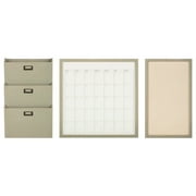 Gallery Solutions 3-Piece Wall Organizer Command Center Set with Storage and Monthly Calendar, Gray