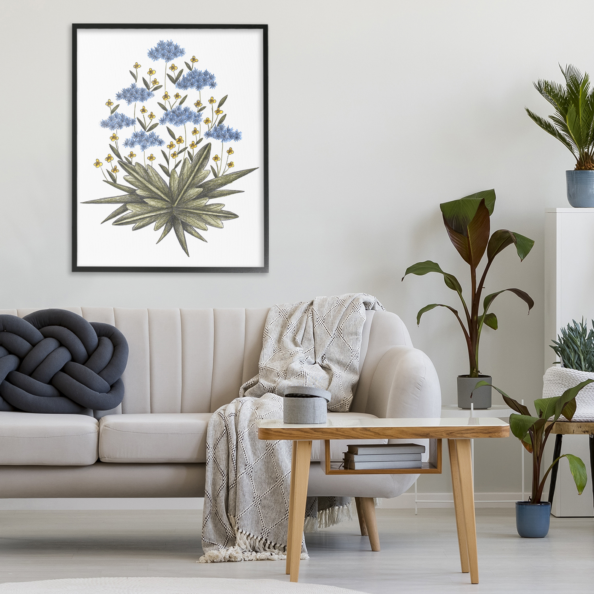 Where Wild Flowers Bloom Black Framed Giclee Art, design by Cecilia Battaini