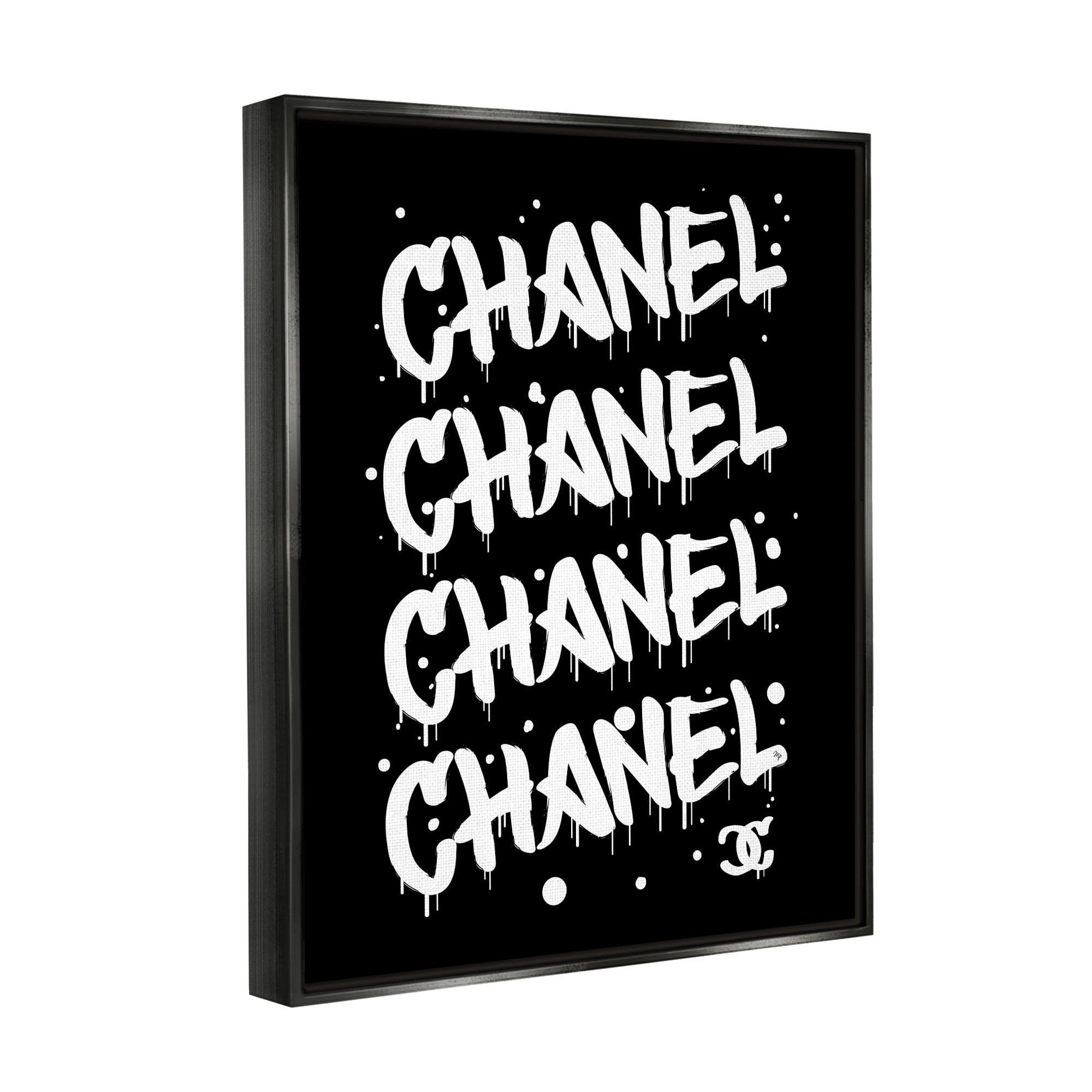 Stupell Industries Black & White Glam Graffiti Typography Painting Black Floater Framed Art Print Wall Art, 25 x 31