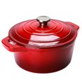 thumbnail image 1 of Puricon Olla holandesa redonda de hierro fundido esmaltado de 5,5 cuartos con tapa Olla holandesa redonda profunda de 5,5 cuartos con asas dobles -Rojo, 1 of 1