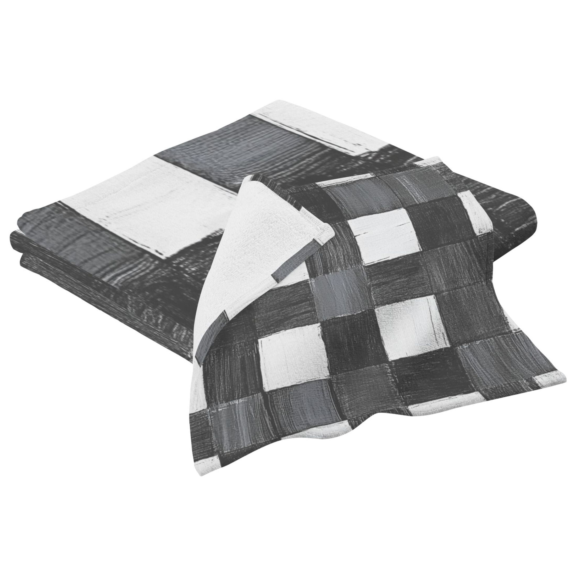 Abstract Black and White Stripe 2 Piece Cotton Bath and Face Towel Set Soft and Absorbent, for Beach Pool Bathroom