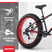 Huffy 26 Maunga Fat Tire Mountain Bike, Fits Riders 60+, Black/Red, Adult, Unisex