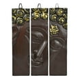 thumbnail image 1 of Oak Buddha Face Three-Panel Hand carved Wood Wall Art 8"x10", 1 of 6