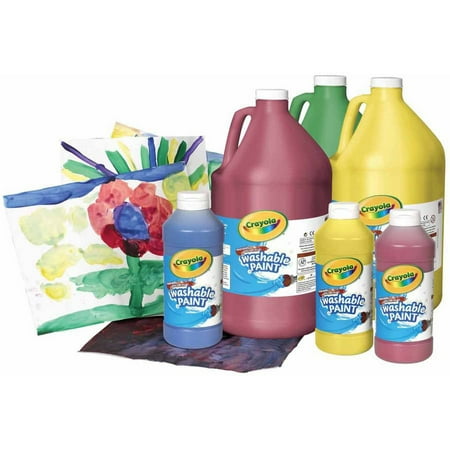 Crayola Washable Tempera Paint Set, 1 Pint Squeeze Bottle, Assorted