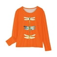 thumbnail image 4 of CLOISE Girls Shirts Long Sleeve Boys Toddler Crew Neck Tops Print Casual Fashion Fall Winter Clothes Orange 5T, 4 of 5