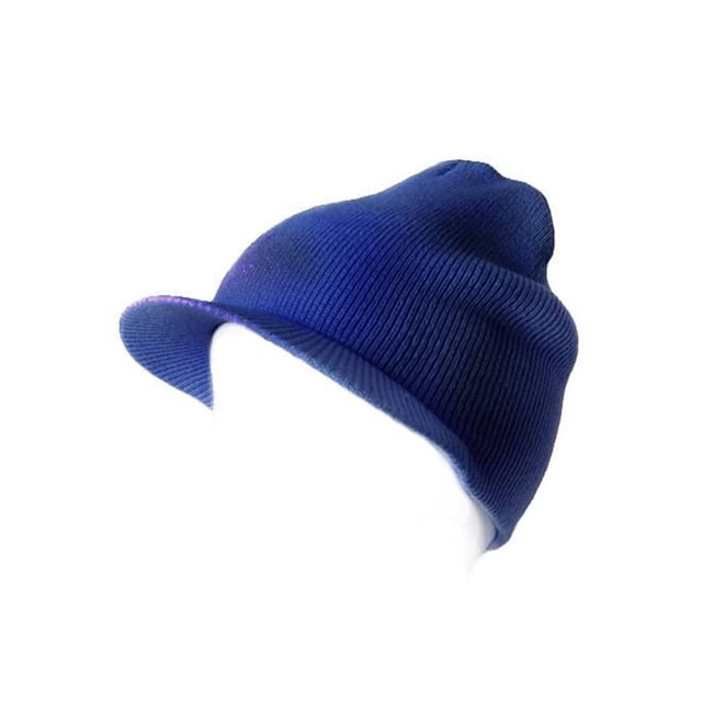 New Cuffless Acrylic Beanie Visor, Royal Blue