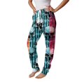 thumbnail image 4 of Hearthz Skull Red Rose Print Women Pj Pants Elastic Drawstring Jogger Lounge Pants Soft Holiday Halloween Cuffed Ankle Trousers for Women, 4 of 5