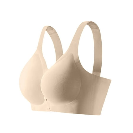 

SOOMLON Comfy Bras for Women Comfortable Breathable Front Buckle Vest Gathers Breastfeeding Pregnant Bra Plus Size Bra Floral Bras Beige XXXL