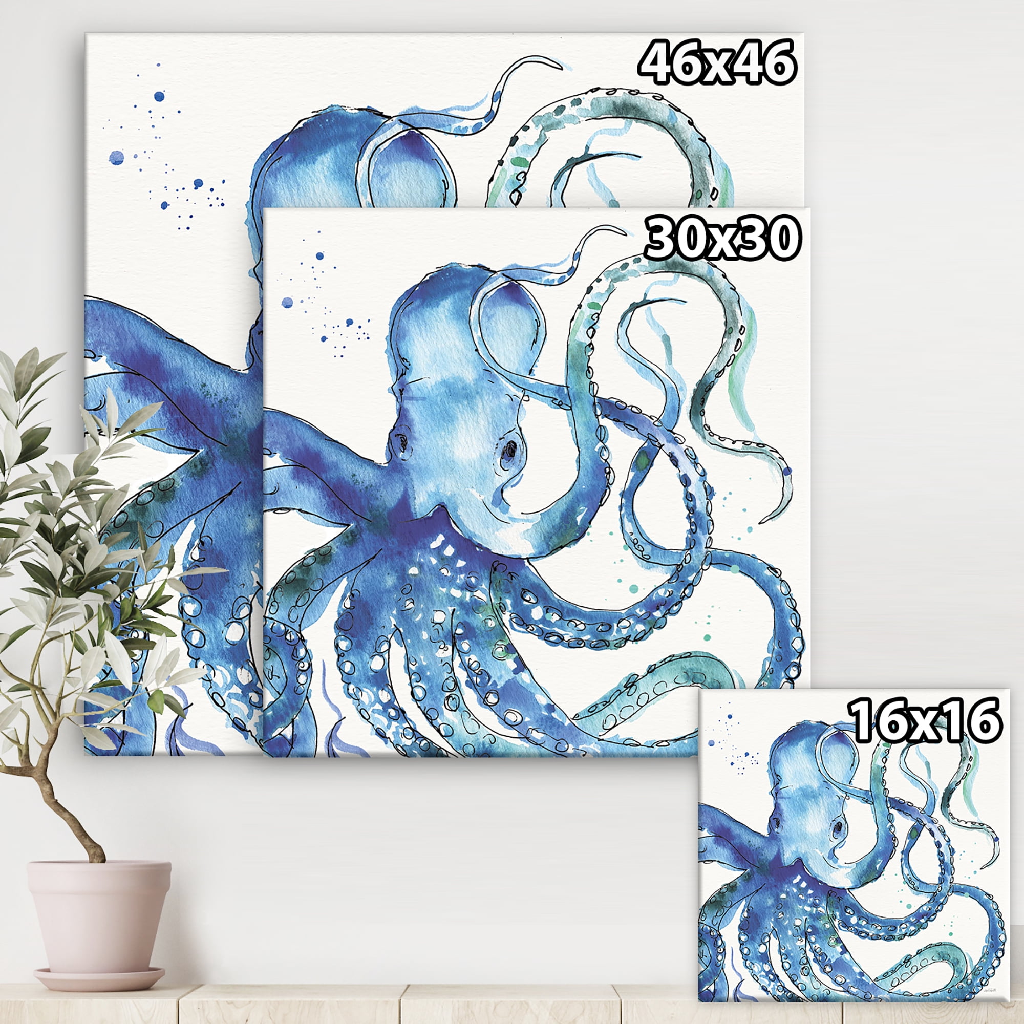 Designart 'Blue Deep Sea VIII' Coastal Premium Canvas Wall Art