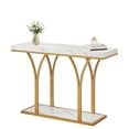 thumbnail image 3 of DWVO Modern Console Table with Gold Base, Faux Marble Entryway Table, Luxury Sofa Accent Table for Living Room, Entrance, Hallway, Contemporary Foyer Table Behind the Couch Table, 3 of 10